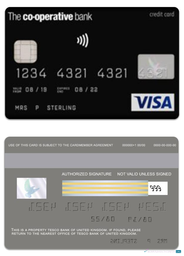 Download United Kingdom The Co operative Bank visa credit card Photoshop template